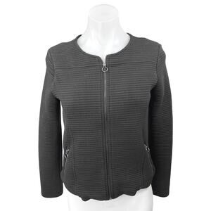 Calvin Klein Women's Black Knit Zip Up Long Sleeve Cardigan Coat Jacket Size XS